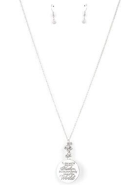 Paparazzi Maternal Silver Necklace and Earrings Set (NL150)